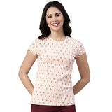 Enamor Women'S Fruits Slim T-Shirt (E247_Soft Pink Strawberry Aop L)