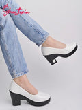 Shoetopia Solid White Pumps For Girls-Eu40,Bronze,7,B0D5HH3NCP