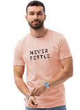 Adro Mens Never Settle Cotton T-Shirt (Rn22-03-Set-Co_Coral_S)