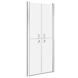 'Vidaxl Modern Walk-In Shower Door Esg Frosted Safety Glass With Adjustable Width And Modern Handles – Silver Aluminum Frame.