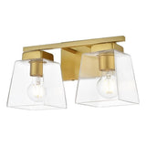 Living District Merrick 2-Light Iron & Glass Bath Sconce In Brass/Clear