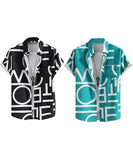 LookMark Men's Cotton Blend Casual Beach Wear Shirts | Stylish Printed Shirts for Men | Comfortable Summer Wear | Party Vacation & Daily Casuals (Pack of 2) (Printed Shirt ADAM Black-ADAM Blue-L),Black-Blue-01