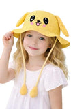 Fabseasons Kids Cute Straw Sun Hat With Moving Ears (Ages 48 Years) | Uv Protection, Wide Brim, Foldable, Beach Bucket Cap | Gi