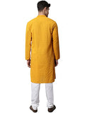 Jompers Men Mustard And Embroidered Kurta With Churidar (Mustard, S)