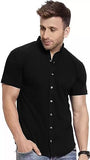 Eyebogler Mens Cotton Blend Henley Neck Half Sleeve Solid Button Style Tshirt Black,BlackApparel,L