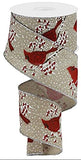 Cardinals Wired Edge Ribbon 10 Yards (Buff, 2.5 Inch)