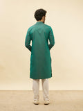Manyavar Men'S Green Blended Cotton Embroidered Kurta Pyjama Set Green L