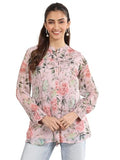 Libas Women'S Chiffon Floral Printed Straight Kurti (98022O_Pink_M)