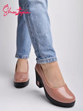 Shoetopia Solid Peach Pumps For Girls-Eu38,Bronze,5,B0D5HG1FXN