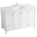 Elegant Decor Sommerville 48 Single Quartz Top Bathroom Vanity In White