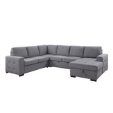 Acme Nardo Fabric Storage Sleeper Sectional Sofa in Gray