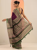Libas Womens Printed Cotton Blend Saree With Blouse Piece Burgundy Onesize