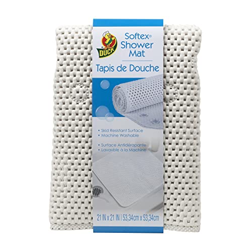 Duck Brand Softex Shower Mat, Machine Washable, 21 X 21-Inch, White, 285154