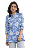Libas Women'S Cotton Floral Printed Straight Kurti (29663_Blue_Xl)