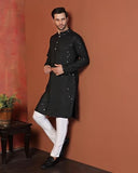 Toplot Kurta For Men || Men'S Ethnic Wear Sequin Embroidered Cotton Blend Kurta Set || Men'S Kurta (Men-Seq-Kurta-Set-5209-Black-M),Black,,B0DKF38PXB