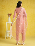 Kaari Roman Silk Womens Kurta Set (KAAAW24WSKD-78974_Dusty Gulaab Pink_XL)
