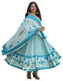 Gosriki Women'S Rayon Viscose Anarkali Printed Kurta With Pant & Dupatta (Bahurup White-Gs_S_White_Small),White,,B0FDBDKPYZ