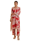 LookMark Women's Printed Cotton Blend Straight Kurta Pant Set with Lace - Comfortable Ethnic Wear for Women, Elegant Design, Sui