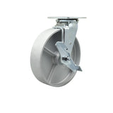 Semi Steel Cast Iron Swivel Top Plate Heavy Duty Caster with 8 Inch Wheel and Top Lock Brake 1,250 lbs. Capacity/Caster Serv