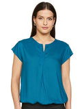 FYLTR Women's Solid Regular Fit Blouse (FYLSS23WB-024_Mediterranean Blue,Mediterranean Blue