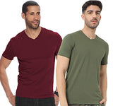 Adro Men'S V Neck Combo Plain Cotton T-Shirts_Vcm2-Pln-Mr-Ol-M
