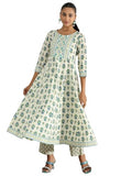 Libas Off White Pure Cotton Printed Kurta Sets For Women