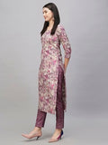 Anni Designer Women'S Cotton Blend Straight Printed Kurta With Pant (Seep Purple_Xxl_Purple_Xx-Large),Purple,2XL,Rayon Blend,Straight,