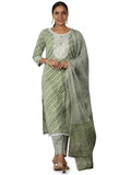 Libas Womens Printed Cotton Straight Kurta With Trousers And Dupatta