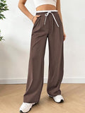 LERIYA FASHION Women's High Waist Wide Leg Trousers | Casual & Formal Pants for Women |Loose Fit Track Pants | Gymwear | Cargo Pants | Elegant Office Wear | Stylish Jeans Look (LF-TR1168-S-BROWN),Brown