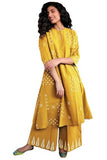 Gosriki Women'S Rayon Viscose A-Line Printed Kurta With Palazzo (Chaurya Yellow-Gs_M_Yellow_Medium),Yellow,,B0FDBGRNGK