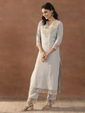 Libas Women'S Cotton Blend Kurta Set (48734_Grey_Xxl)