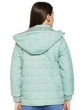 Fyltr Women'S Puffer Jacket With Detachable Hood - Full Zipper | Rib Hem & Cuff | Contrast Trims | Casual Winterwear For Women,Arctic Mint,Arctic Mint,Xl