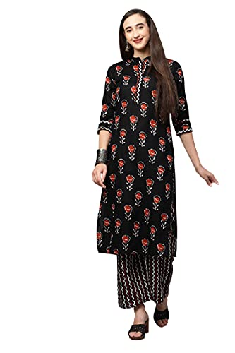 Anni Designer Women'S Cotton Straight Kurta With Palazzo (Kur105_M_Pink_Medium),Pink,M