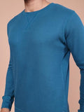 Colors Waffle Texture Full Sleeve T-Shirt For Men - 100% Cotton Ribbed Crew Neck Breathable Fabric Enhanced Texture Super Stretchable Label-Free Comfort Anti-Fungal Dye. Pack Of 1 Coast Blue,Coast BlueApparel,XL
