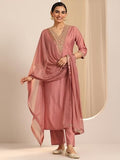 Libas Women'S Silk Blend Solid Kurta Sets (Gs1116_Peach_L)