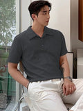 Leriya Fashion Poly Cotton Solid Regular Fit Casual Old Money Polo t Shirt for Men (LF-MT-1126_Grey M)