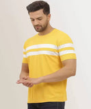 Lookmark Men'S Stylish Lycra Blend Printed Striped Polo Tshirt (New-Mt07-Xxl) Yellow