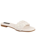 Shoetopia Women'S White Braided Flat Slip-On Sandals Comfortable Open-Toe Casual Slides For Summer Beach Eu39,White,3,B0BSC8QKJ7