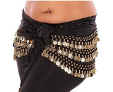 Kavitaenterprise Belly Dance Belt Hip Scarf Waistband Belt Color Beed Golden Coins Pattern: Embroidered Cloth (Black)