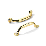 CABDM 10 Pack 3-1/2 inch Hole Center Polished Brass Cabinet Pulls - Heavy Duty Solid Drawer Hardware Handles Kitchen Vanity Bath