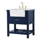 Elegant Decor Clement 30 Aluminum Mdf Single Bathroom Vanity In Blue
