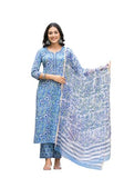 Fabnex Kurta Set For Women | Women Embroidered Kurta Set | Women Kurta Sets Kurtis | Women Kurta Pant Set (K-101-Blue-Xl)