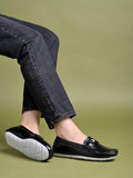 Shoetopia Upper Buckle Detailed Black Loafers For Women & Girls /Eu41,Black,8,B0DM64HX4J