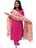 Anni Designer Women'S Rayon Blend Printed Straight Kurta With Pant & Dupatta (Barhai Pink_Xl_Pink_X-Large),Pink,XL