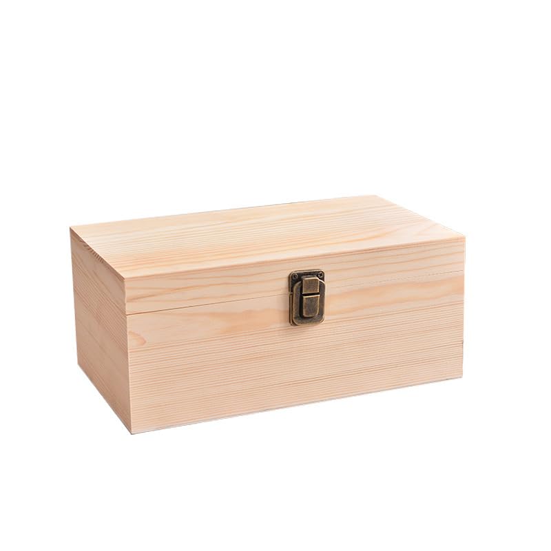 YXFZPAN Artisan Cherry Wood Unfinished Craft Wood Box, 6.7 x 5.1 x 3.1 Inch, Lockable Storage Box for Arts & Crafts, DIY Hobbies