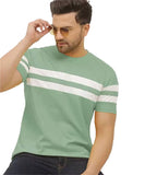 Lookmark Men'S Stylish Lycra Blend Printed Striped Polo Tshirt (New-Mt08-L) Pista