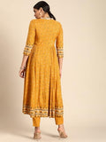 Gosriki Women'S Rayon Viscose Anarkali Printed Kurta With Pant (Dawara Yellow-Gs_L_Yellow_Large),Yellow,,B0DS9GYW22