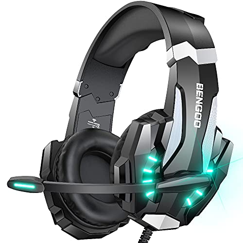 BENGOO G9000 Stereo Gaming Headset for PS4 PC Xbox One PS5 Controller, Noise Cancelling Over Ear Headphones with Mic, LED Light,