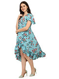 Oomph! Women'S Western & Fusion Wear Wrap Midi Dresses For Women Blue - Md322,Arctic BlueApparel,L