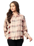 Kotty Women'S Oversized Printed Cotton Blend Stylish Looking Shirts(Multicolor,L)